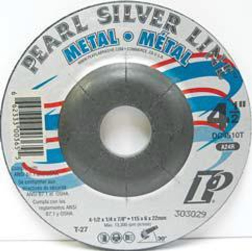 Pearl Abrasive T-27 Aluminum Oxide Silver Line Depressed Center Grinding Wheel A24R Grit 25ct Case 4 x 1/4 x 5/8 DC4030T