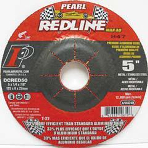 Pearl Abrasive T-27 Aluminum Oxide Redline Max A.O. Depressed Center Grinding Wheel 10ct Case A/WA24S Grit 9 x 1/4 x 5/8-11 DCRED90H