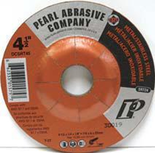 Pearl Abrasive T-27 SRT Contaminant Free Depressed Center Grinding Wheel 10ct Case SRT24 Grit 4 1/2 x 1/4 x 5/8- 11 DCSRT45H