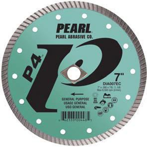 Pearl Abrasive P4 Pro-V Flat Core Diamond Turbo Blade 10 x .080 x DIA- 5/8 Adapter DIA010EC