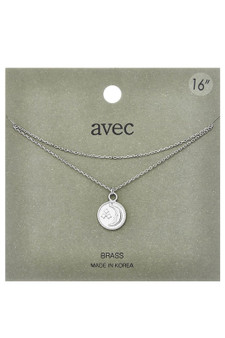Crescent Moon Coin Pendant Layered Necklace