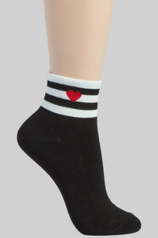 Heart And Stripe Ankle Socks - #DS126