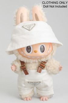 Designer Bucket Hat And Overalls Labubu Outfit