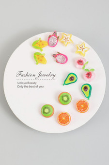 Seven Pairs Of Exotic Fruit Stud Earrings