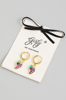 18K Gold Dipped Grape Huggies Earrings