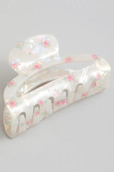 Marbled Acrylic Pink Flower Hair Clip