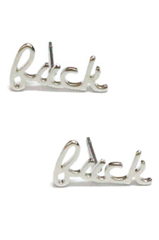 Cursive Fuck Stud Earrings