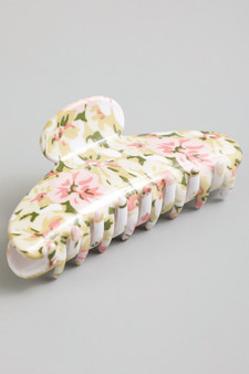 Pink Floral Print Hair Clip