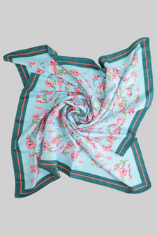 Rose Floral Print Silky Square Scarf