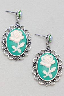 Antique Rose Portrait Drop Earrings