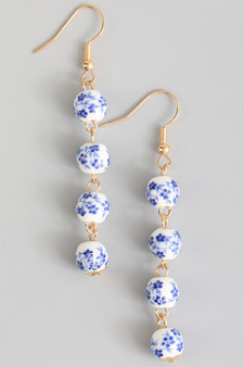 Tiered Porcelain Ball Drop Earrings - #KE24509