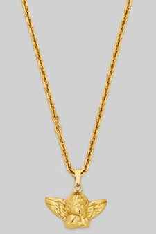Stainless Steel Gold Dipped Cherub Necklace