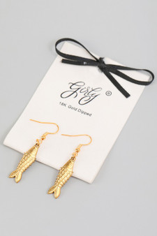 18K Gold Dipped Fish Charm Drop Earrings