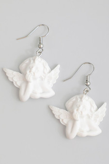 Pondering Cherub Drop Earrings