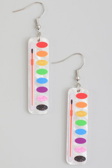 Marbled Acrylic Paint And Brush Earrings