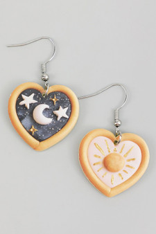 Acrylic Sun And Moon Heart Drop Earrings