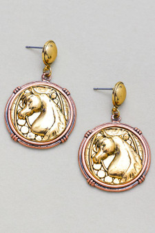 Horse Coin Drop Earrings
