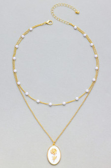 Daisy Portrait Pendant Layered Necklace