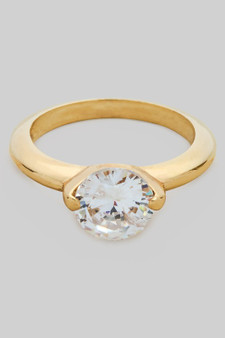 Two Prong Round Stone Ring