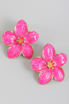 Lacquered Flower Blossom Studs