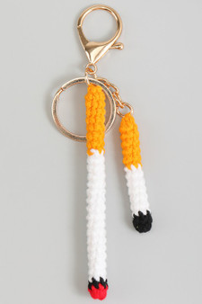 Crochet Cigarette Bag Charm Keychain