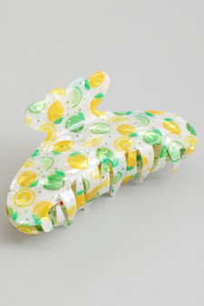 Marbled Acrylic Lemon Lime Hair Clip