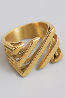 18K Gold Dipped Cutout Bar Stack Ring