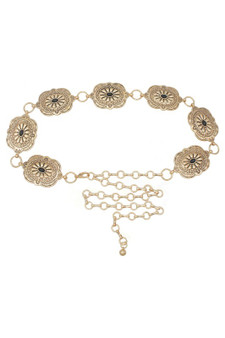 Stone Accent Flora Concho Chain Belt