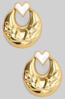 Ornate Pressed Hoops With Heart