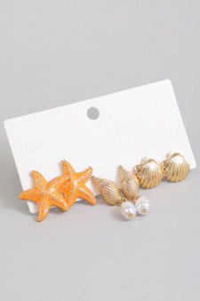 Three Pairs Of Shell Earrings