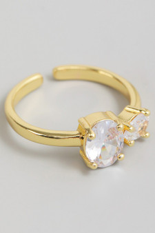 Cz Oval And Teardrop Brass Ring