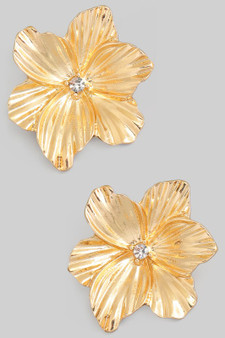 Floral Post Drop Earrings With Textured Detail