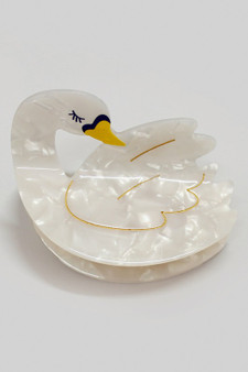 Large Marbled Acrylic Swan Hair Clip