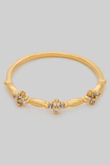 Delicate Brass Ring With Mini Cz Pave Clusters