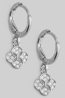 Dainty Cz Pave Clover Huggies