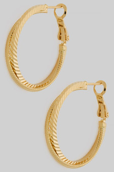 Diamond Cut Stacked Brass Hoops
