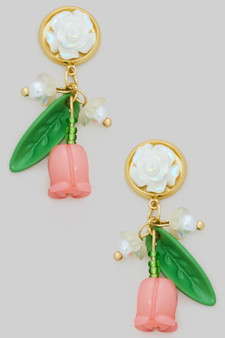 Tulip And Pearl Drop Earrings