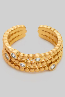 18K Gold Dipped Bubble Stack Ring With Cz