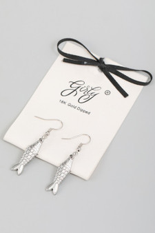 18K Gold Dipped Fish Charm Drop Earrings