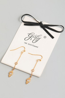 18K Gold Dipped Linear Cz Drop Earrings