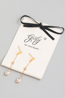 18K Gold Dipped Linear Cz Crystal Earrings