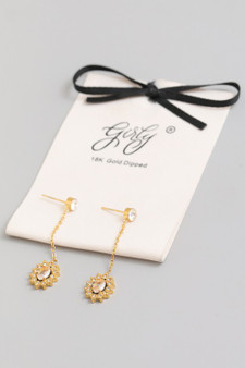 18K Gold Dipped Cz Pave Drop Earrings