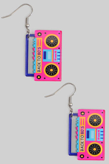 Acrylic Back To 80S Boom Box Drop Earrings