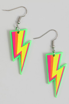 Acrylic Neon Green Lightning Drop Earrings