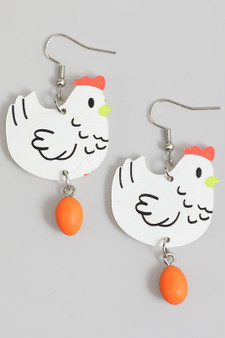 Acrylic Chicken And Egg Drop Earrings