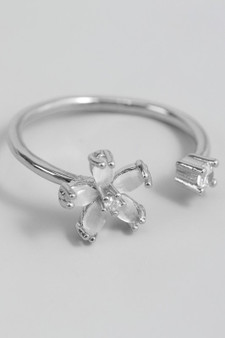 Lavish Cz Flower Open Ended Ring