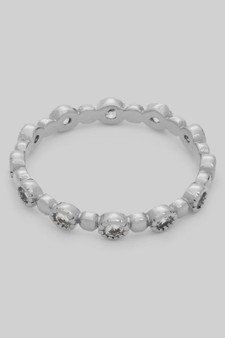 Alternating Cz And Bead Brass Ring