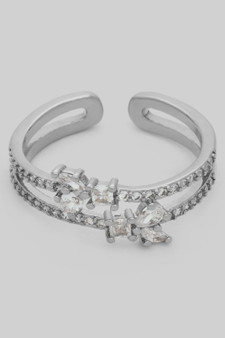 Open Split Brass Ring With Dazzling Cz