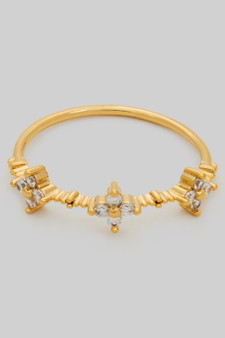 Delicate Cz Cross Brass Ring