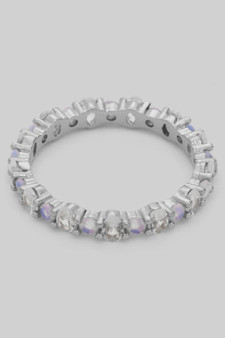 Alternating Cz And Ab Stone Brass Ring